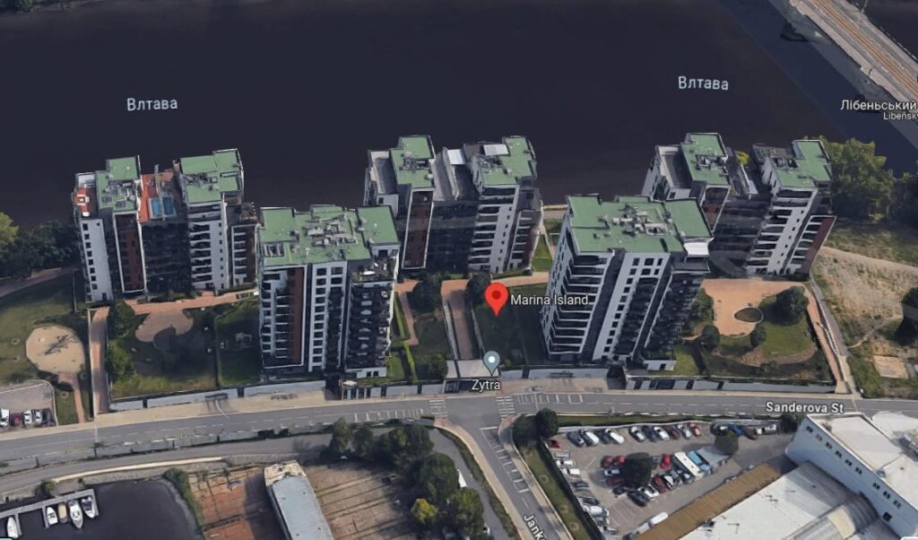 Житловий комплекс Marina Island розташований на березі Влтави в історичному празькому районі Голешовіце (фото Google)